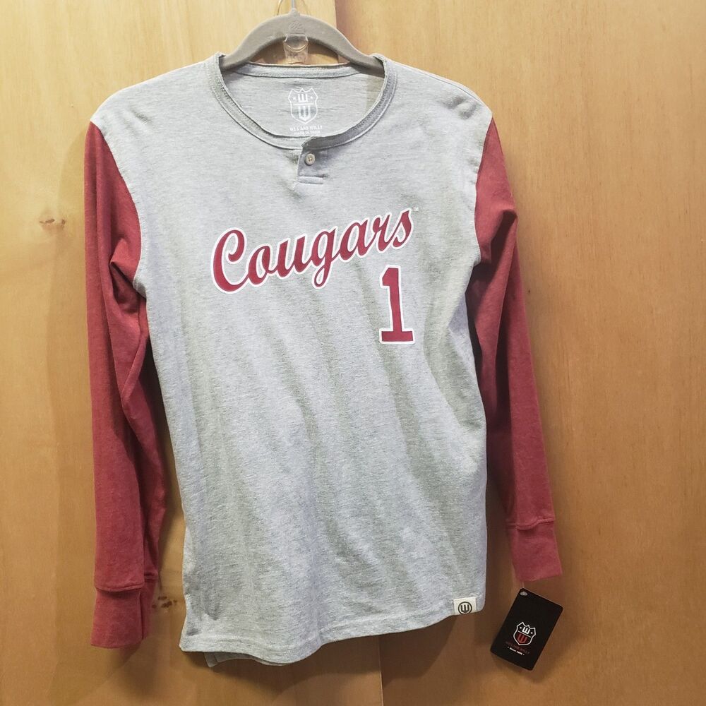 NWT Wes & Willy Washington State Cougars long-sleeve henley shirt W #1 YYY